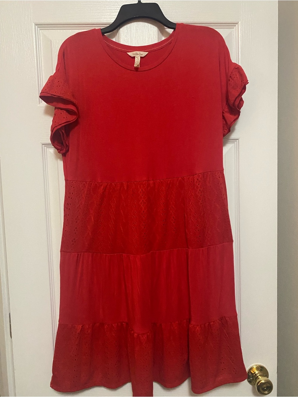 Matilda Jane Womans  Red Tiered Eyelet Swing Dress